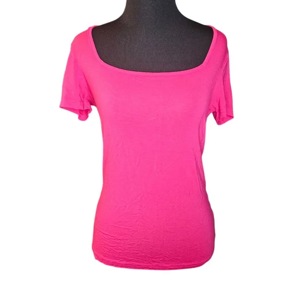 Mango Pop Medium Hot Pink Square Neck T-shirt - Picture 2 of 6